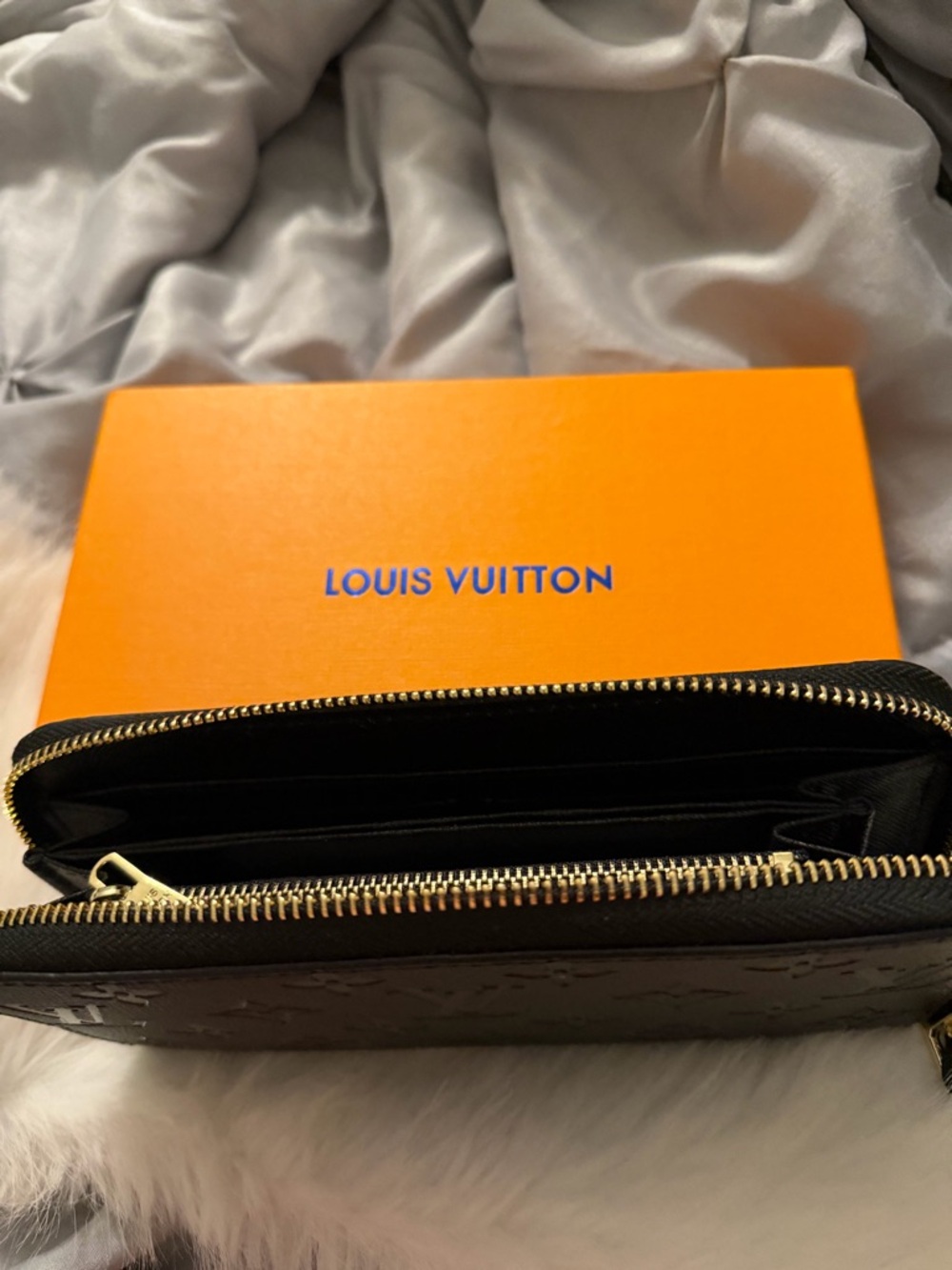 Louis Vuitton Black Embossed Monogram Zip-Around Wallet - Picture 2 of 9